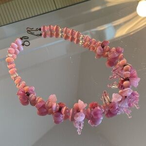 Vintage Murano Glass Pink Beaded Necklace/Choker